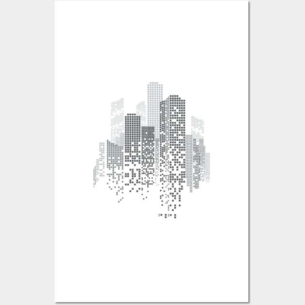 Pixel City. A stylized image of an urban landscape. Wall Art by CatCoconut-Art